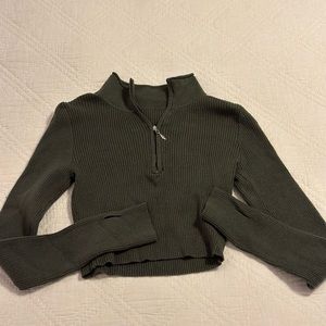 Shein Dark Green Cropped Half Zip
